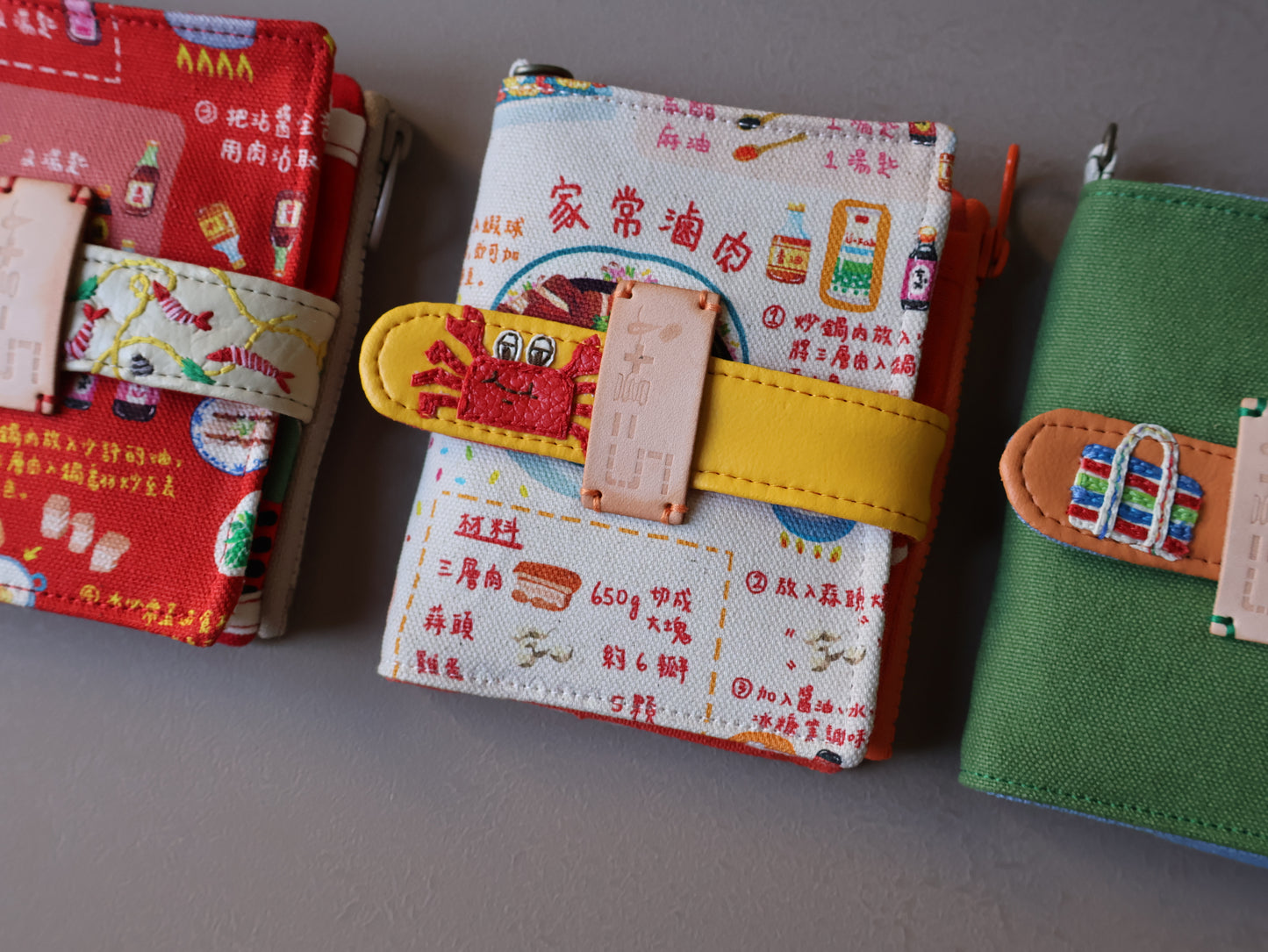 【fabric wallet】small white floral fabric short/medium short clip